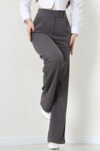 Kemer Cırtlı Krep Pantolon Koyufüme - 20255.1865.