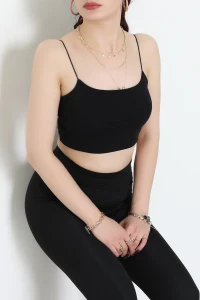 İp Askılı Crop Büstiyer Atlet Siyah - 20544.200.