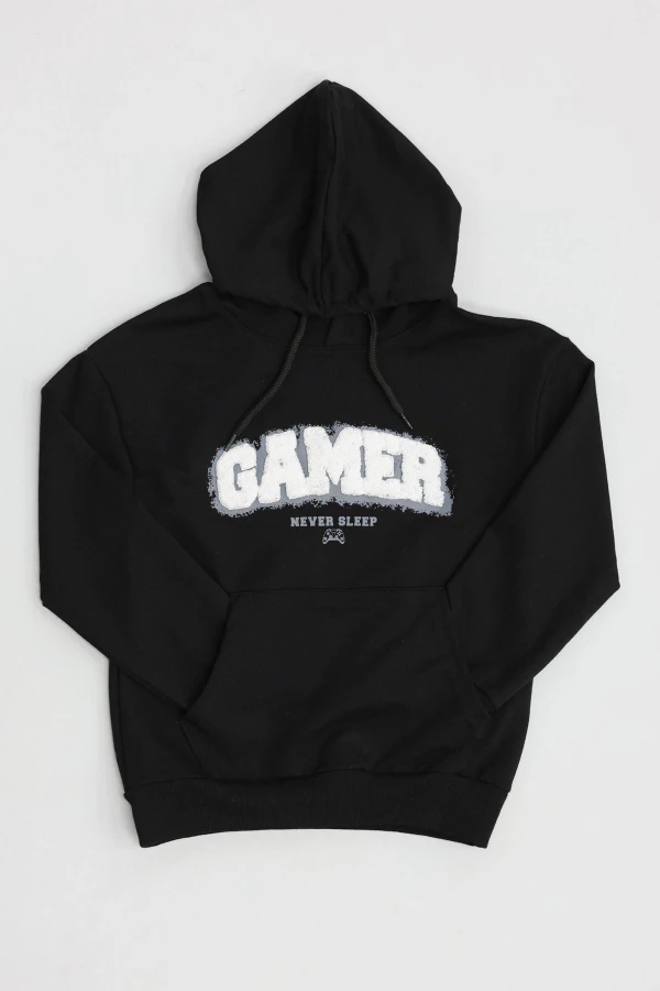 2 İp Şardonsuz Penye Çocuk Sweat 6-9 Yaş Siyah - 2264203.1576.