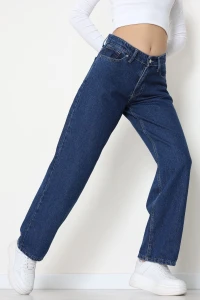 Wide Leg Kot Pantolon Lacivert - 31641.2059.