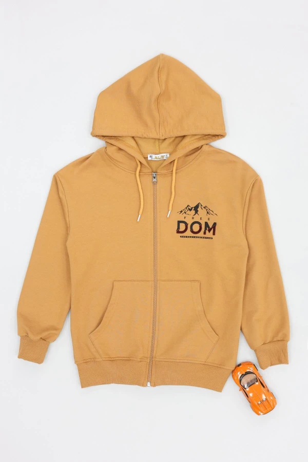2 İplik 10-13 Yaş Kompak Fermuarlı Sweat Camel - 3264268.1576.