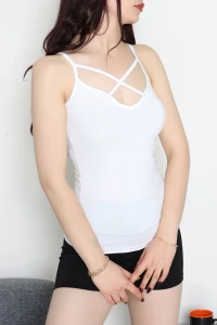 Likralı Arkası Ve Önü Biyeli İp Askılı 3'lü Set Atlet Siyahbeyazkırmızı - 39093.200.