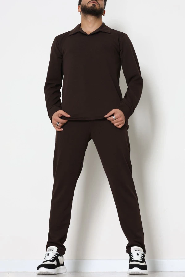 Zra Krep Polo Yaka Erkek Takım Acıkahve - 42187.1937.