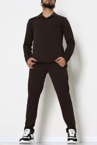 Zra Krep Polo Yaka Erkek Takım Acıkahve - 42187.1937.