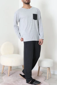 Cep Detay Süprem Erkek Pijama Takımı Gri - 42218.1048.