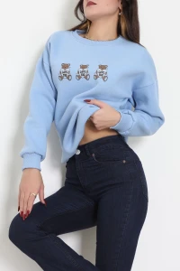 3 İplik Bisiklet Yaka Sweat Bebemavi - 42240.1878.