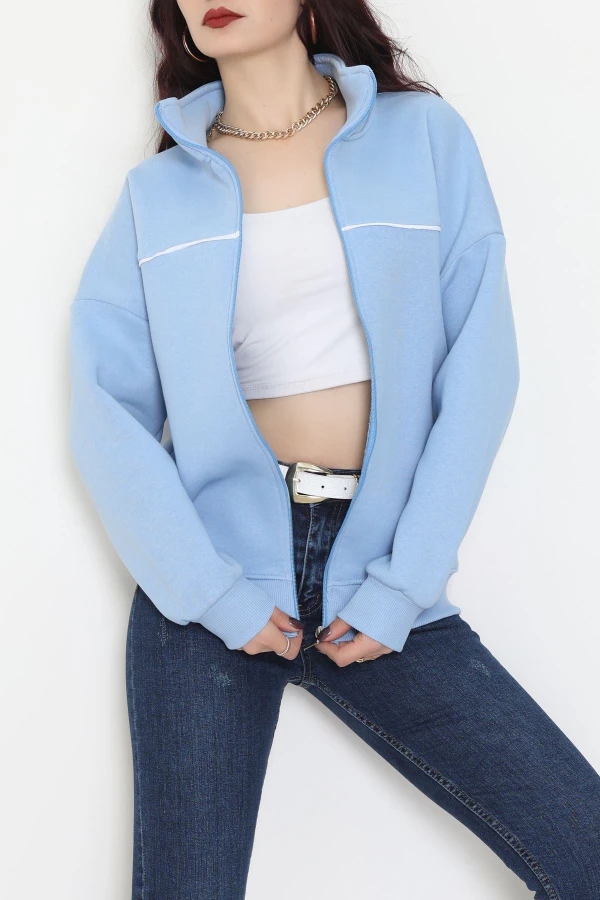 3 İplik Kompakt Oversize Biye Detaylı Sweat Bebemavi - 42505.1878.