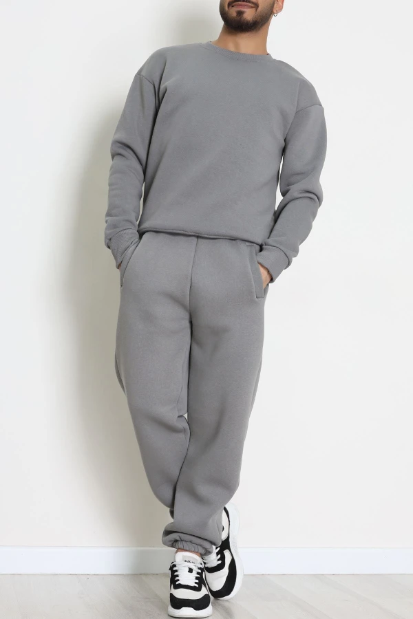 3 İplik Şardonlu Erkek Eşofman Takımı Antrasit - 42612.1878.