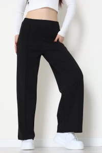 Zra Krep Lastikli Çımalı Pantolon Siyah - 51251.1837.