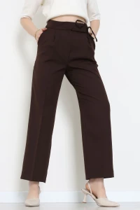 Double Kumaş İp Bağlamalı Palazzo Pantolon Kahve - 51268.683.