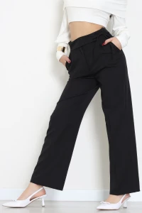 Double Kumaş İp Bağlamalı Palazzo Pantolon Siyah - 51268.683.