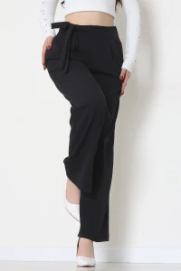 Yan Bağlama Detaylı Dabıl Kumaş Pantolon Siyah - 51611.683.