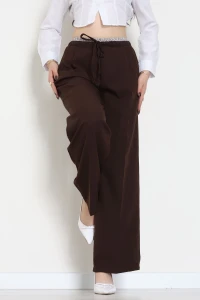 Dabıl Kumaş Beli Lastikli Pantolon Kahve - 51617.683.