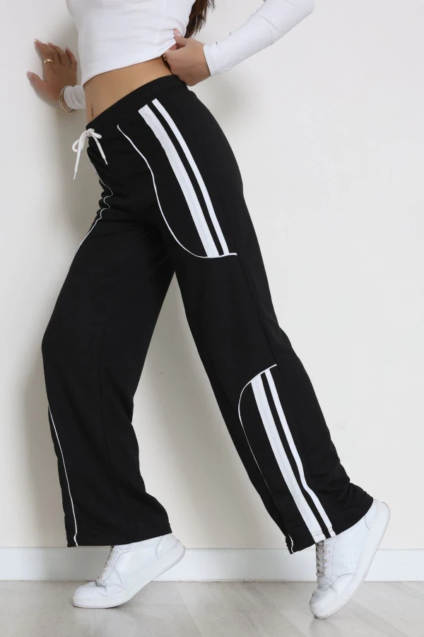 Şeritli 2 İplik Eşofman Altı Siyah - 52172.1005.