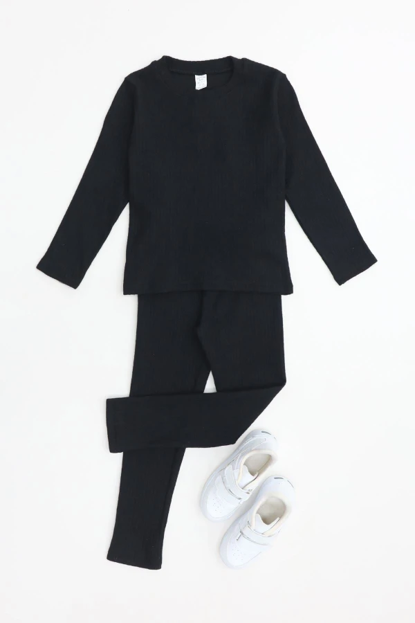 5-12 Yaş İnterlok Fitilli Takım Siyah - 52181.1567.