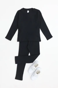 5-12 Yaş İnterlok Fitilli Takım Siyah - 52181.1567.