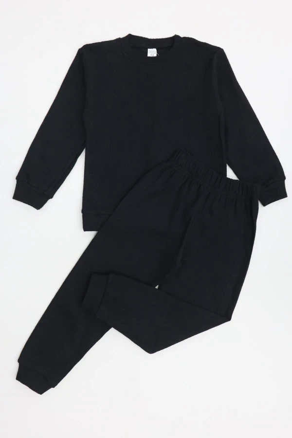 5-12 Yaş İnterlok Fitilli Takım Siyah - 52183.1567.