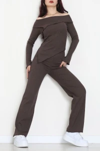 Madonna Yaka Asimetrik Kesim Takım Kahve - 55029.1567.