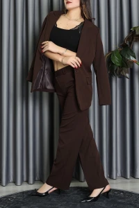 Dabıl Kumaş Astarlı İkili Blazer Takım Kahve - 55041.1397.