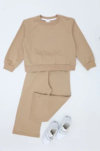 4-10 Yaş İki İplik Şardonsuz Çocuk Takım Camel - 55042.1776.