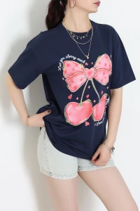 Baskılı Kompakt Penye Tişört Lacikırmızı - 55044.1872.