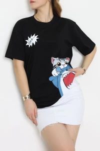 Baskılı Kompakt Penye Tişört Siyahgri - 55044.1872.