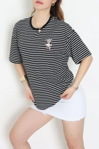 Baskılı Kompakt Penye Tişört Siyahbeyaz - 55044.1872.