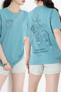 Baskılı Kompakt Penye Tişört Mint - 55044.1872.