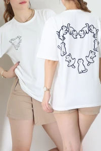 Baskılı Kompakt Penye Tişört Beyazlaci - 55044.1872.