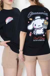 Baskılı Kompakt Penye Tişört Siyahmavi - 55044.1872.