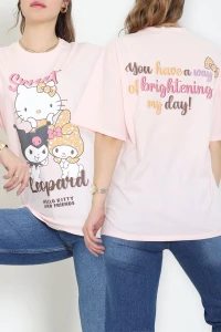 Baskılı Kompakt Penye Tişört Pembesarı - 55044.1872.