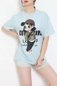 Baskılı Kompakt Penye Tişört Mintkahve - 55044.1872.