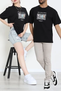 Kompakt Penye Unisex Tişört Siyahkahve - 55064.1872.