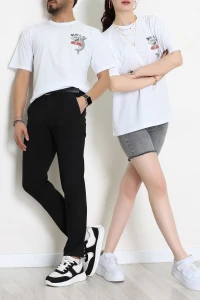 Kompakt Penye Unisex Tişört Beyazgri - 55064.1872.