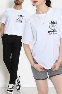 Kompakt Penye Unisex Tişört Beyazfüme - 55064.1872.