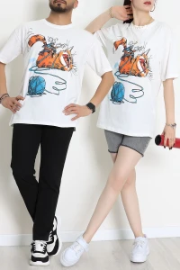 Kompakt Penye Unisex Tişört Ekruturuncu - 55064.1872.