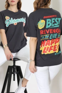 Kompakt Penye Unisex Tişört Fümeyeşil - 55064.1872.