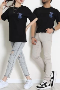 Kompakt Penye Unisex Tişört Siyahlaci - 55064.1872.