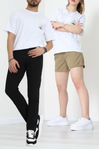 Kompakt Penye Unisex Tişört Beyazzümrüt - 55064.1872.