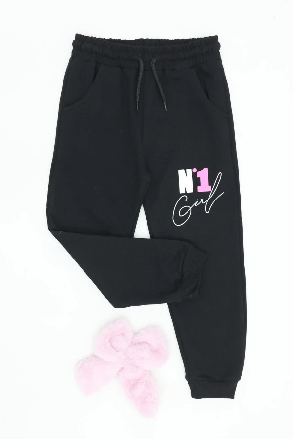 6-9 Yaş 2 İplik Şardonsuz Eşofman Altı Siyah - 6260030.1576.