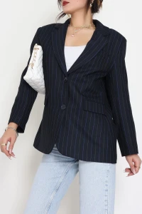 Astarlı Oversize Ceket Lacivert - 6269.001.