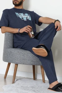 Büyük Beden  Erkek Pijama Takımı Lacivert - 70863.1961.