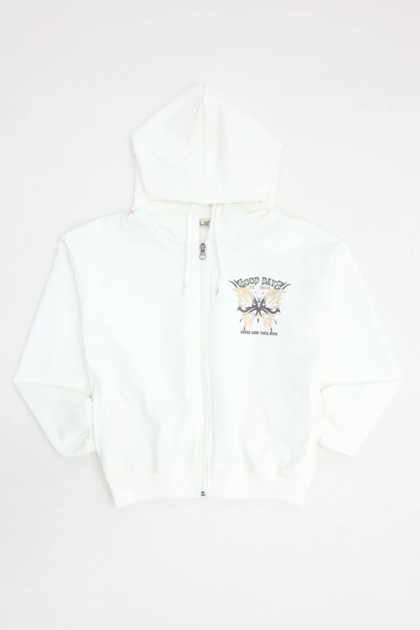 2 İplik 10-13 Yaş Kompak Fermuarlı Sweat Ekru - 7264277.1576.