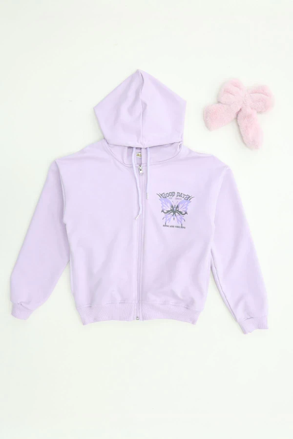 2 İplik 10 13 Yaş Kompak Fermuarlı Sweat Lila - 7264277.1576.