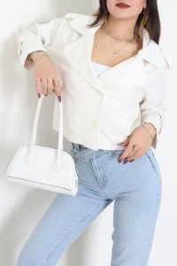 Astarlı Deri Ceket Beyaz - 8678.179.