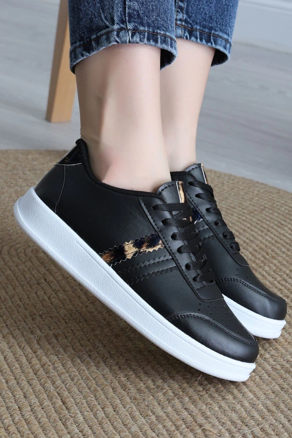 Şeritli Günlük Ayakkabı Siyahleopar - 17114.264.