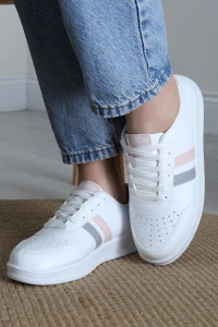 Şeritli Günlük Ayakkabı Beyazpudra - 17114.264.