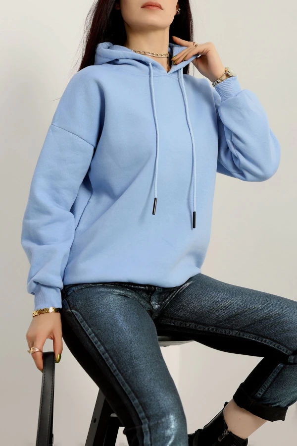 3 İplik Kapşonlu Sweat Bebemavi - 20074.1878.