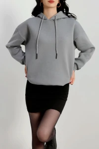 3 İplik Kapşonlu Sweat Antrasit - 20074.1878.