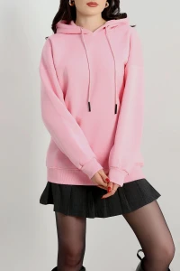 3 İplik Kapşonlu Sweat Pembe - 20074.1878.